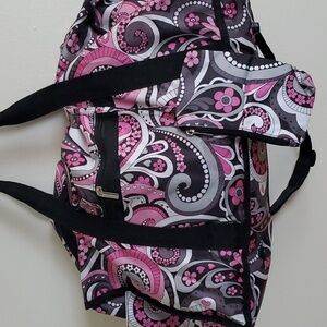 Pink and Black Duffle with  Attached Wallet